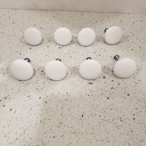 8pc Vintage Glazed White Porcelain Knobs and Hardware